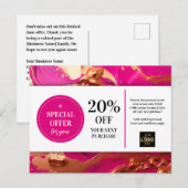 Coupon de peinture or rose Magenta réduction Carte (Devant / Derrière)