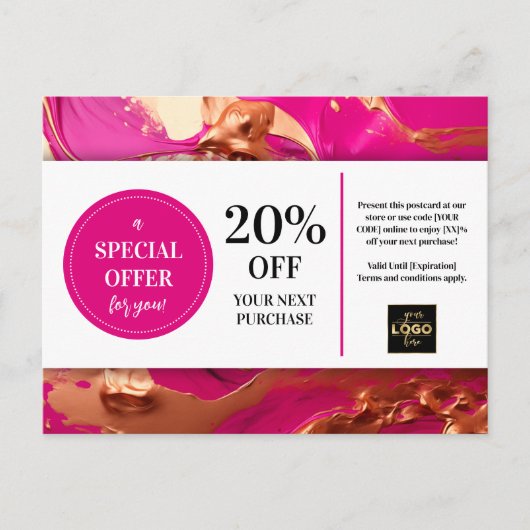Coupon de peinture or rose Magenta réduction Carte (Devant)