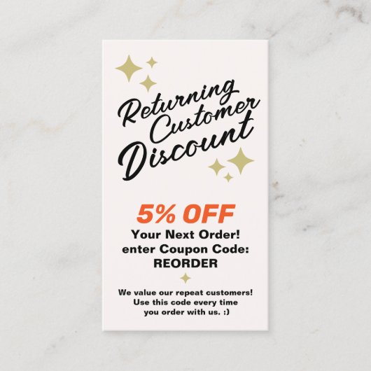 Coupon de réduction de fidélité client (Devant)