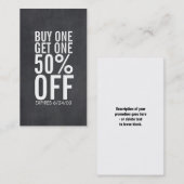 Coupon de réduction de typographie gras (Devant / Derrière)