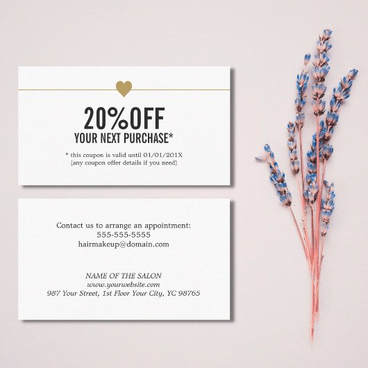 Coupon de salon de beauté simple et élégant