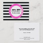 Coupon de salon de beauté triée Faux Pink Sequins (Devant / Derrière)