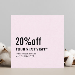 Coupon Élégant Minimaliste Rose Beauté Blanche