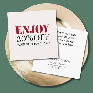 Coupon minimaliste Elégant Beige Rouge Boutique
