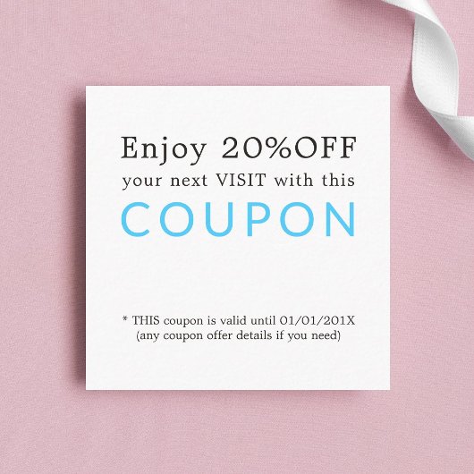 Coupon minimaliste élégant salon bleu blanc