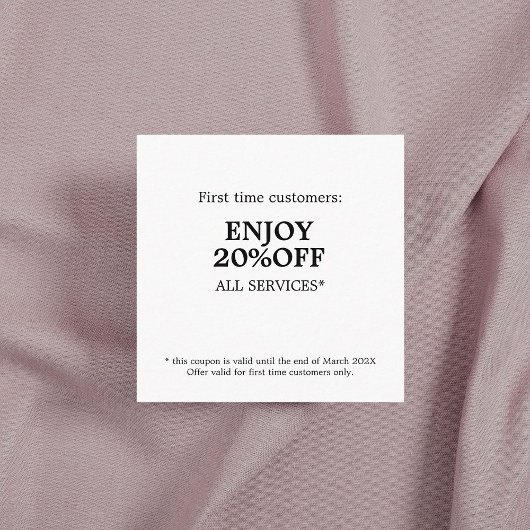 Coupon minimaliste élégant salon de beauté