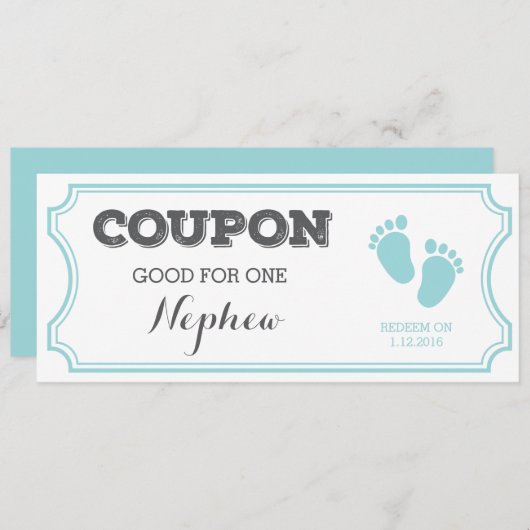 Coupon pour un Faire-part bébé Nephew (Devant / Derrière)