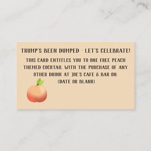 Coupon promotionnel du parti de la destitution de (Dos)