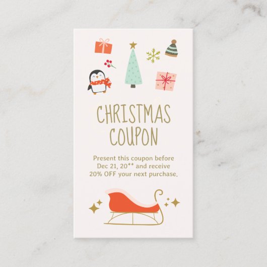 Coupon rabais de Noël promotionnel (Devant)