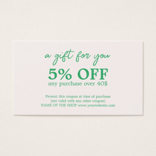 Coupon vert vert gras (Devant)