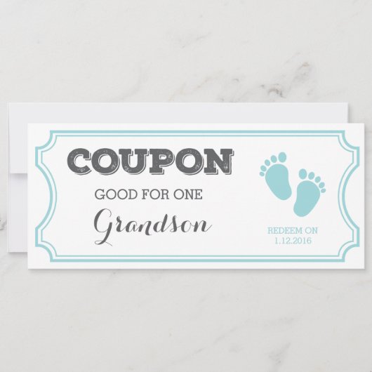 Coupon voor een kleinzoon Baby aankondiging (Voorkant)