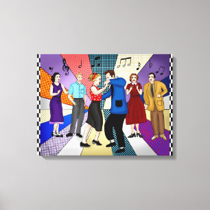 Coupondansen Retro Nostalgische jaren 1950 Canvas Afdruk