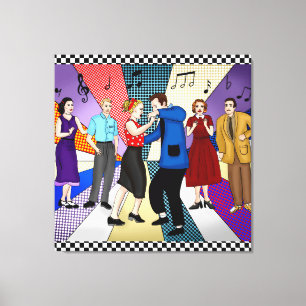 Coupondansen Retro Nostalgische jaren 1950 Canvas Afdruk
