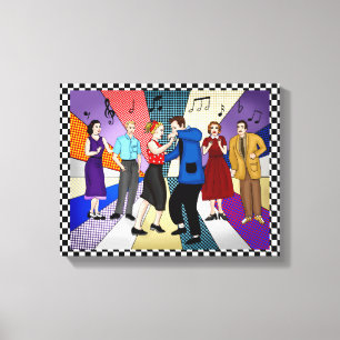 Coupondansen   Retro Nostalgische jaren 1950 Canvas Afdruk