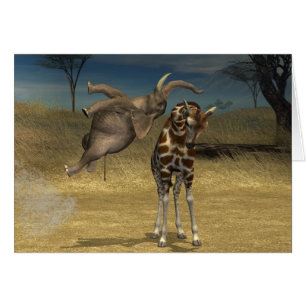 Coups d'éléphant sur la girafe