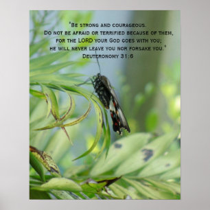 Courage Bible Verse Inspiration Papillon poster