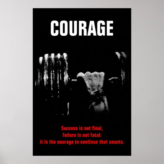 Courage Bodybuilding Training Motivatie Poster (Voorkant)
