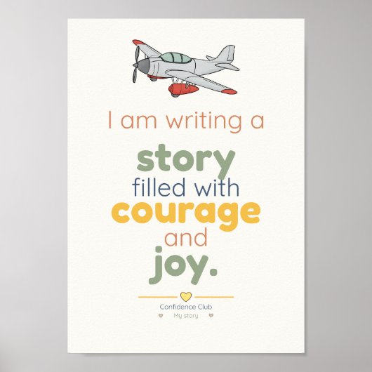 Courage et joie | Affiche d'affirmation pour enfan (Devant)