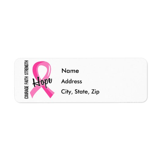Courage Faith Hope 5 Breast Cancer Etiket (Voorkant)