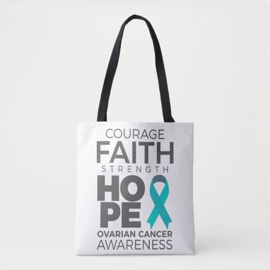 Courage Faith Strength Hope Ovarian Awareness Draagtas (Voorkant)