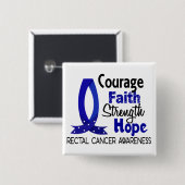 Courage Faith Strength Hope Rectale kanker Vierkante Button 5,1 Cm (Voorkant /achterkant)