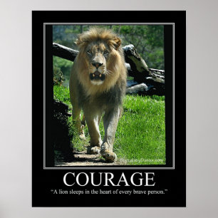 COURAGE Grand Poster Gloss - Lion (Motivationnel)