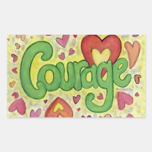 Courage Heart Inspirerend Words Sticker Labels (Voorkant)