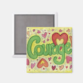 Courage Heart Word Art Custom Fridge Magnet (Recto/Verso)