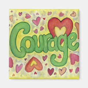 Courage Heart Word Art Custom Fridge Magnet