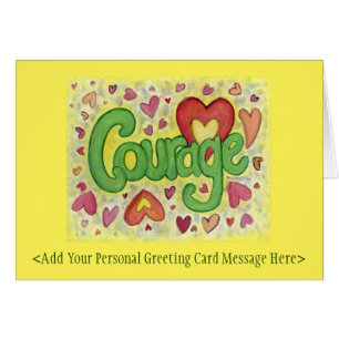 Courage Heart Word Art Inspiration Cartes de notes