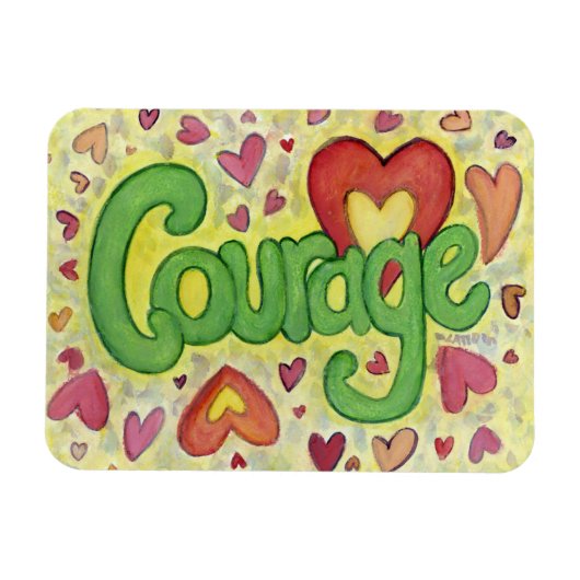 Courage Heart Word Art Inspirerend Fridge Magnet Magneet (Horizontaal)