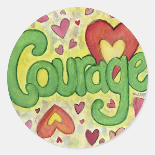 Courage Heart Word Art Motivatie Sticker Decal (Voorkant)