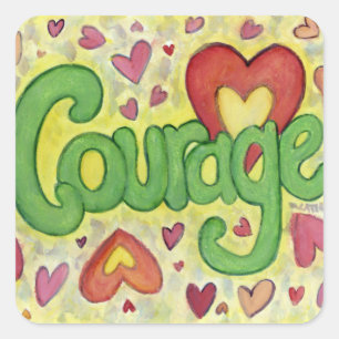 Courage Heart Word Art Motivational Decal Stickers