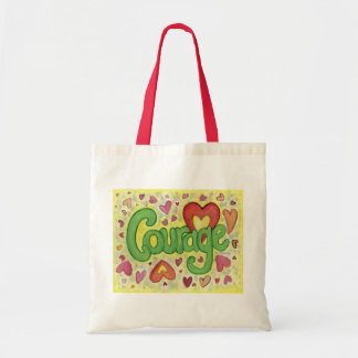Courage Heart Word Art Sacs fourre-tout inspirants