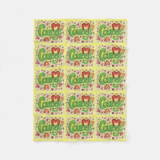 Courage Heart Word Art Soft Fleece Blankets (Voorkant)