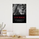 Courage Lion Motivatie Inspirerend Poster (Keuken)