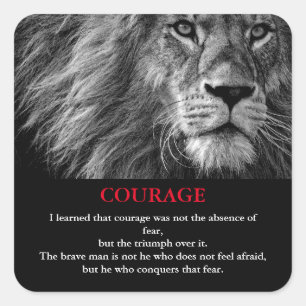 Courage Lion Motivatie Inspirerend Vierkante Sticker