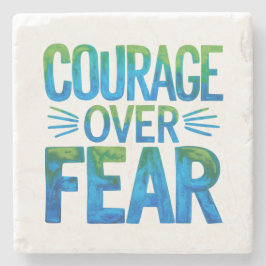 Courage over fear stenen onderzetter