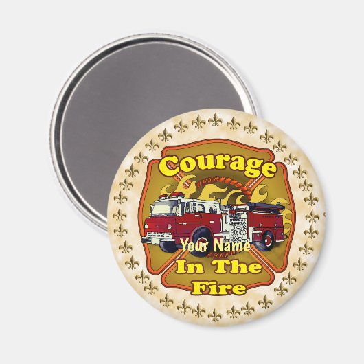 Courage Pompier Aimant Camion (Recto/Verso)