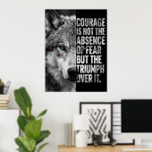 “Courage Quote Wolf Design – Motiverend Poster (Thuiskantoor)