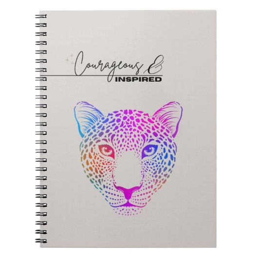Courageous & Inspired Cosmic Leopard Notebook Notitieboek (Voorkant)