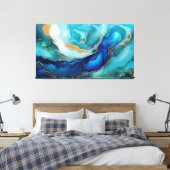 Courants de cobalt : une impression sur toile abst (Insitu(Chambre))