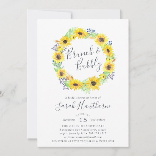 Courbe de Fleurs | Brunch & Bubbly Invitation (Devant)