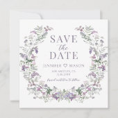 Courbe fleurie violette Enregistrer la date carte  (Devant)