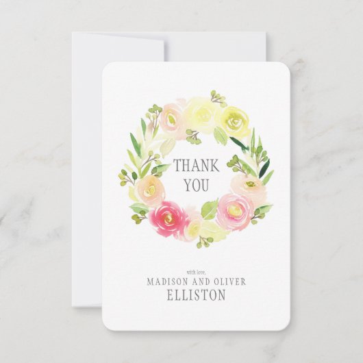 Courbe florale rose et jaune| Merci (Devant)