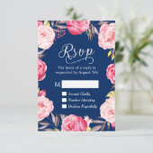 Courbe Florale rose Marine Bleu RSVP Réponse (Debout devant)