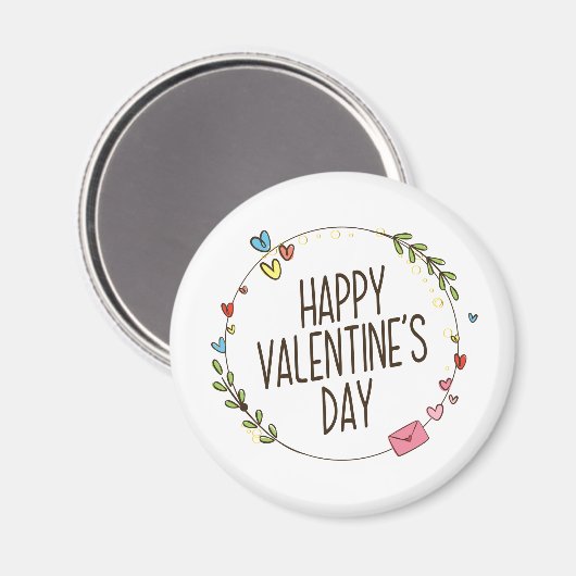 Courbe Heureuse Sainte-Valentin simple | Magnet (Recto/Verso)