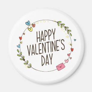Courbe Heureuse Sainte-Valentin simple Magnet