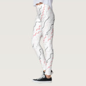 Courbe Noir et rouge lignes ramiggly Leggings (Gauche)