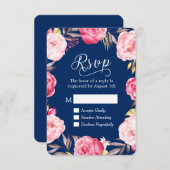 Courbe végétale Florale Royal Blue RSVP Réponse (Devant / Derrière)
